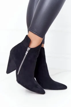Botki Wiosenne|Botki Na Słupku>Boto Asymetryczne Botki Na Obcasie Lu Boo Czarne