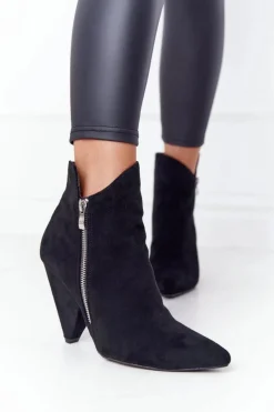 Botki Wiosenne|Botki Na Słupku>Boto Asymetryczne Botki Na Obcasie Lu Boo Czarne