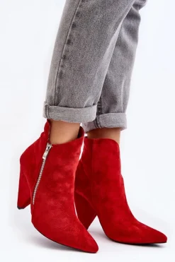 Discount Boto Asymetryczne Botki Na Obcasie Lu Boo Czerwone