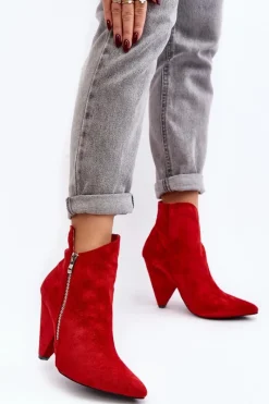 Discount Boto Asymetryczne Botki Na Obcasie Lu Boo Czerwone