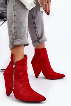 Discount Boto Asymetryczne Botki Na Obcasie Lu Boo Czerwone