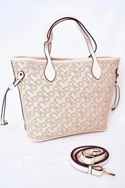 Best Ażurowa Torebka Shopper Na Ramię K3160 Beżowa Torebki Nobo|Torebki Klasyczne