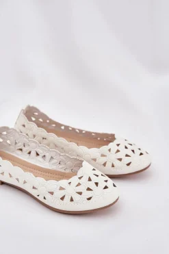Outlet Ażurowe Balerinki Dziecięce Z Brokatem Białe Zindira Dzieci Balerinki Dziecięce