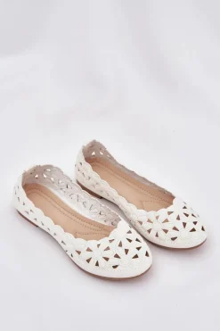 Outlet Ażurowe Balerinki Dziecięce Z Brokatem Białe Zindira Dzieci Balerinki Dziecięce