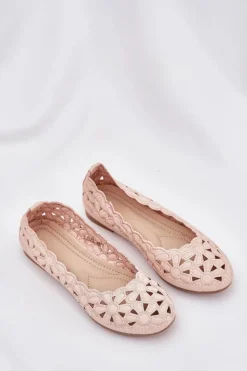 Sale Evento Ażurowe Balerinki Dziecięce Z Brokatem Różowe Zindira Różowy