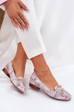 Online Boto Ażurowe Baleriny Z Kokardką W Kwiaty Eko Zamszowe Multikolor Amepitrea Wielokolorowy
