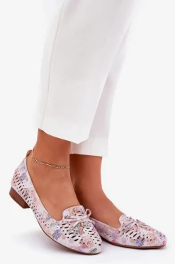 Online Boto Ażurowe Baleriny Z Kokardką W Kwiaty Eko Zamszowe Multikolor Amepitrea Wielokolorowy
