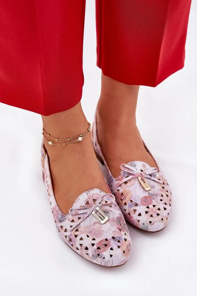 Hot Ażurowe Baleriny Z Odkrytą Piętą Multikolor Navinnia Damskie Baleriny Skórzane|Baleriny Klasyczne