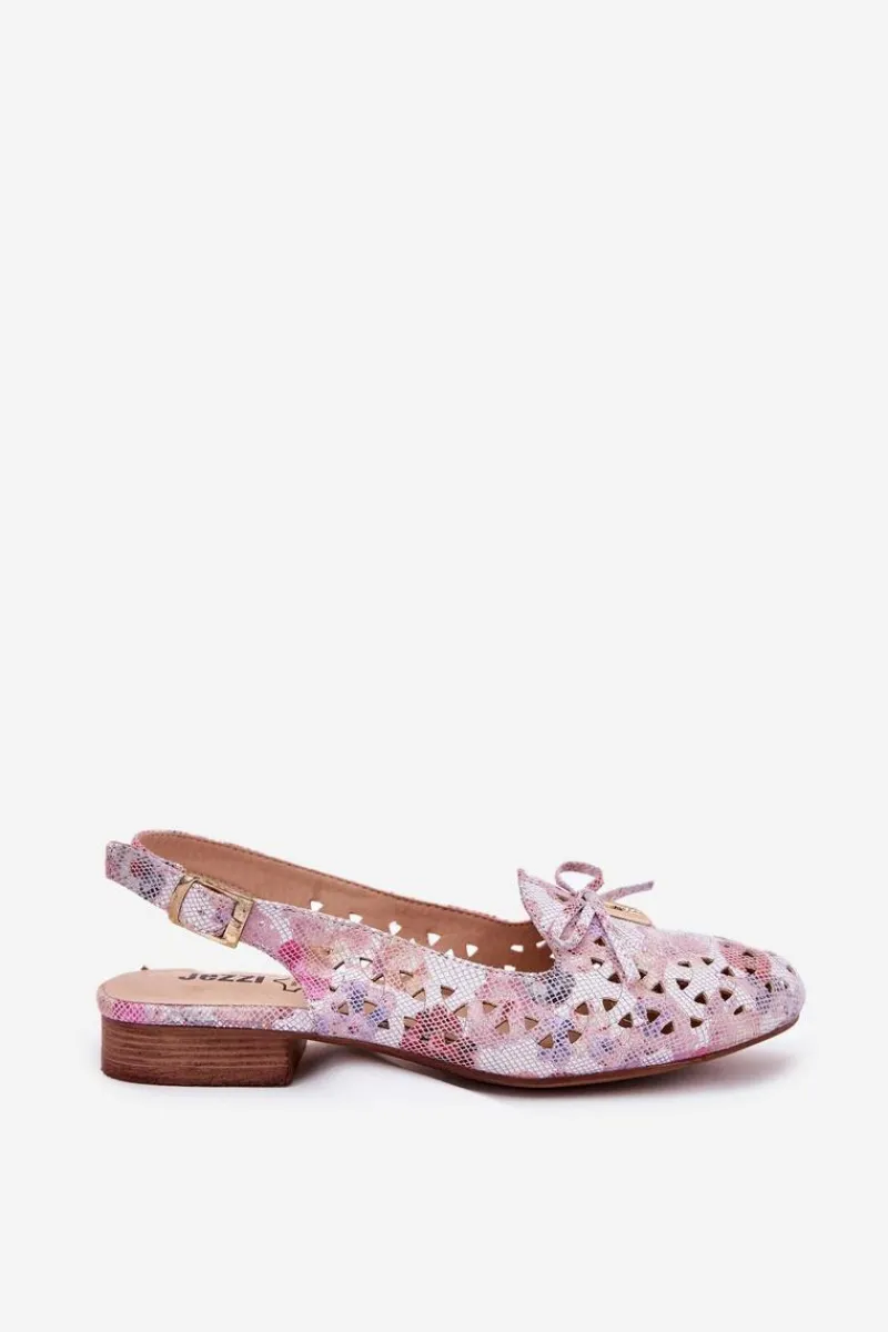 Hot Ażurowe Baleriny Z Odkrytą Piętą Multikolor Navinnia Damskie Baleriny Skórzane|Baleriny Klasyczne