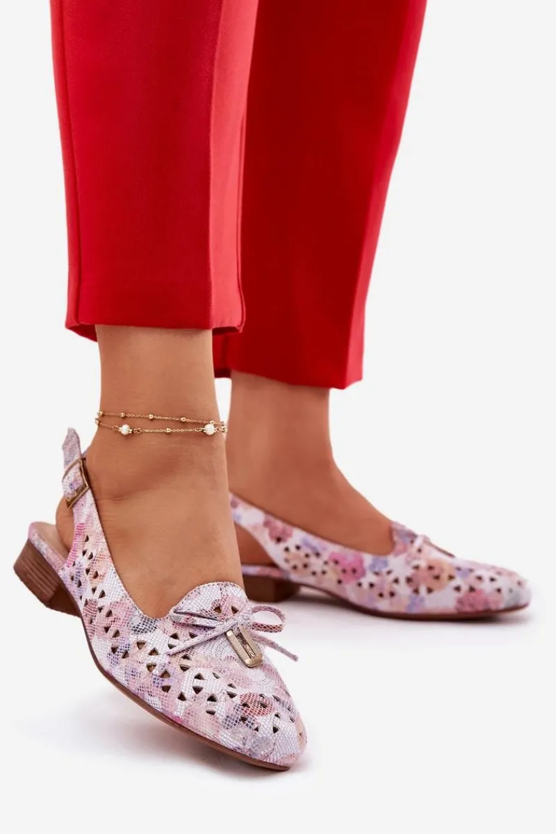 Hot Ażurowe Baleriny Z Odkrytą Piętą Multikolor Navinnia Damskie Baleriny Skórzane|Baleriny Klasyczne