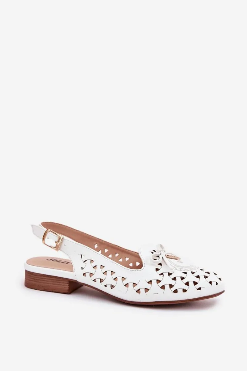 Baleriny Skórzane|Baleriny Klasyczne>Boto Ażurowe Baleriny Z Odkrytą Piętą Białe Navinnia