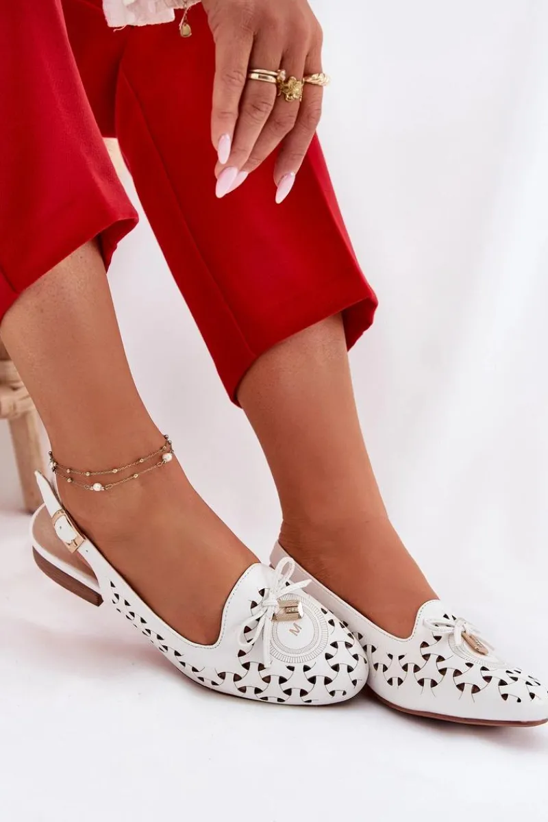 Baleriny Skórzane|Baleriny Klasyczne>Boto Ażurowe Baleriny Z Odkrytą Piętą Białe Navinnia