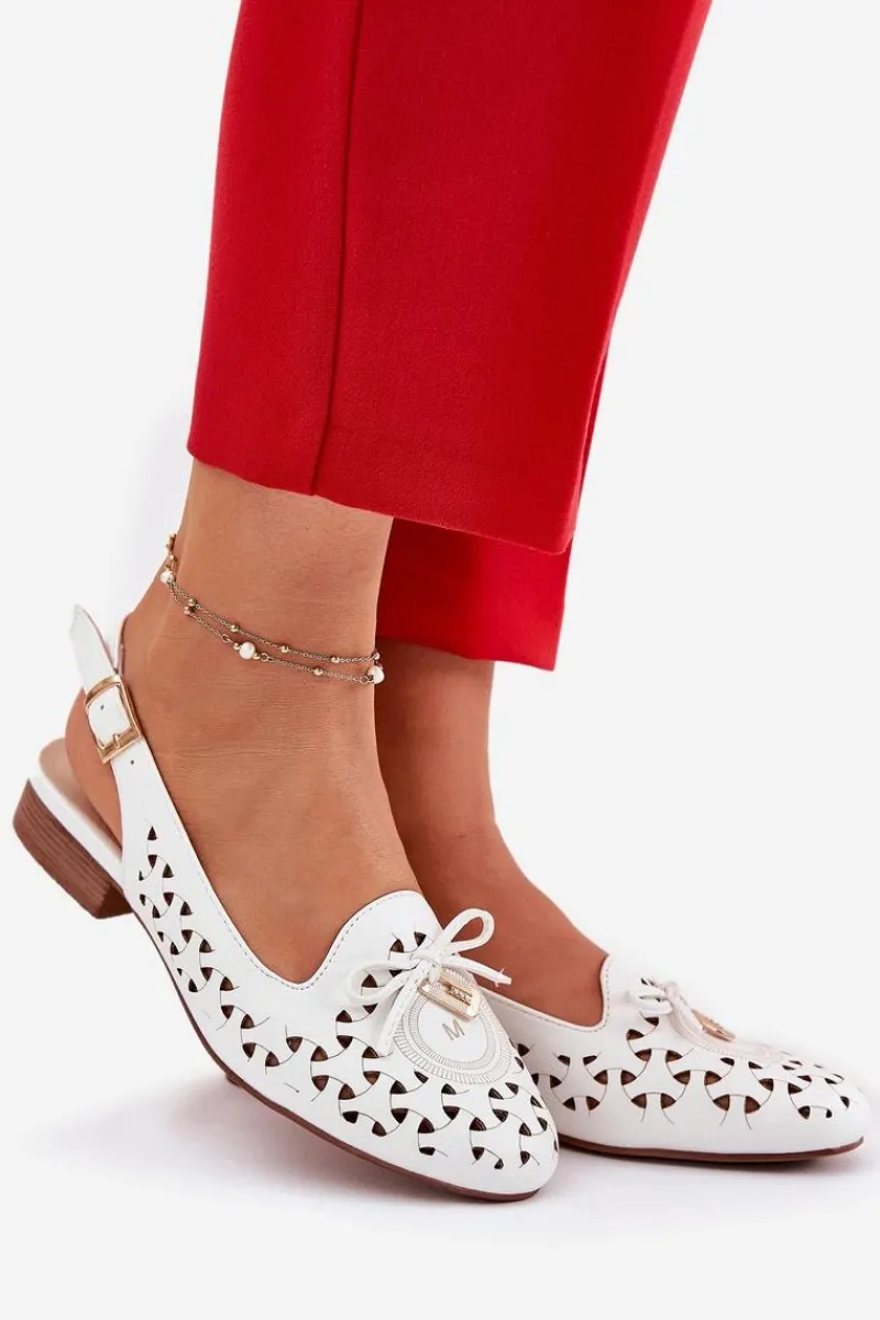 Baleriny Skórzane|Baleriny Klasyczne>Boto Ażurowe Baleriny Z Odkrytą Piętą Białe Navinnia