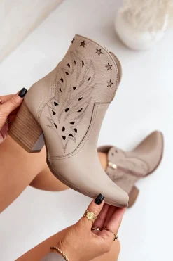 Botki Ażurowe|Brązowe I Beżowe Botki><noscript><img width=