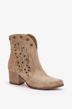 Botki Ażurowe|Brązowe I Beżowe Botki><noscript><img width=
