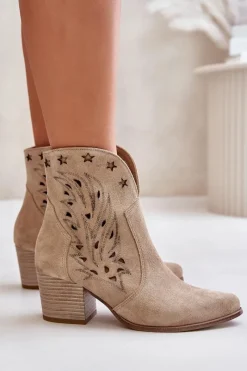 Botki Ażurowe|Brązowe I Beżowe Botki><noscript><img width=