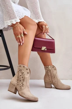 Botki Ażurowe|Brązowe I Beżowe Botki><noscript><img width=