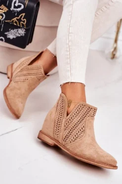 Botki Wiosenne|Botki Na Koturnie>Boto Ażurowe Botki Na Koturnie Beżowe Melanie
