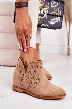 Botki Wiosenne|Botki Na Koturnie></noscript>Boto Ażurowe Botki Na Koturnie Beżowe Melanie