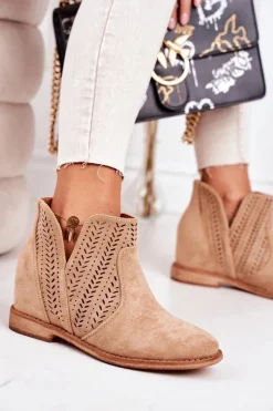 Botki Wiosenne|Botki Na Koturnie></noscript>Boto Ażurowe Botki Na Koturnie Beżowe Melanie