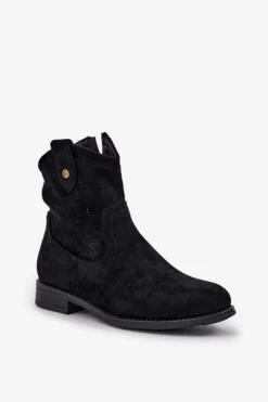 Clearance Ażurowe Botki Na Płaskim Obcasie S.Barski HY51-063 Czarne Damskie Botki Ażurowe|Botki Płaskie