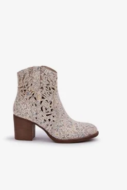 Botki Ażurowe|Brązowe I Beżowe Botki><noscript><img width=