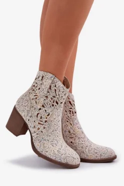 Botki Ażurowe|Brązowe I Beżowe Botki><noscript><img width=