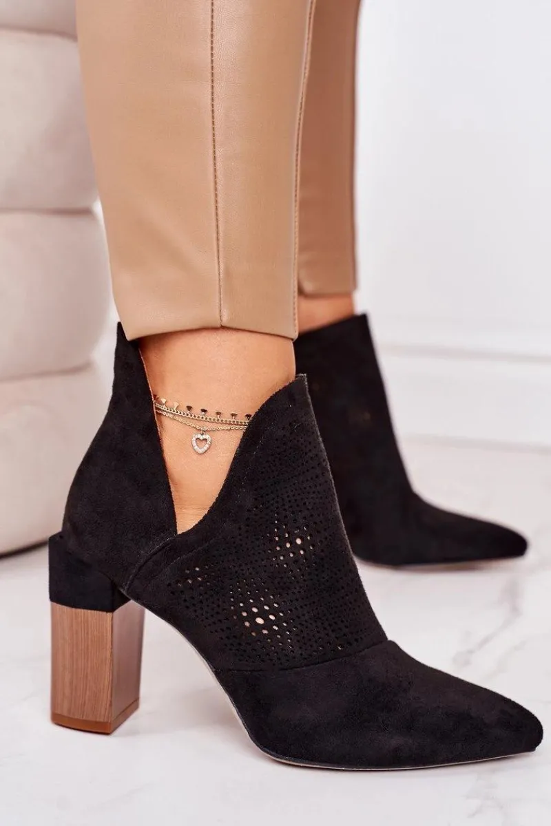 Botki Wiosenne|Botki Na Słupku>Boto Ażurowe Botki Na Słupku Czarne Michelle