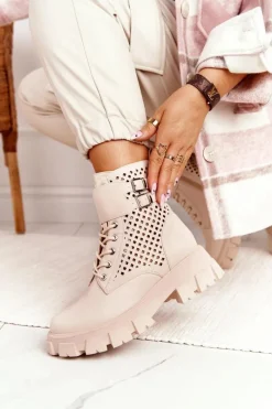 Botki Wiosenne|Czarne Botki>Boto Ażurowe Botki Workery Na Platformie Beżowe Blown Away