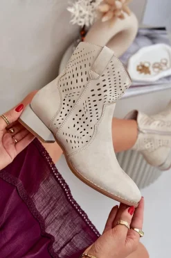 Brązowe I Beżowe Botki|Botki Płaskie><noscript><img width=