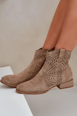 Brązowe I Beżowe Botki|Botki Płaskie><noscript><img width=