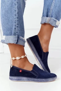 Trampki Damskie Slip-On>Big Star Shoes Ażurowe Espadryle Big Star HH276004 Granatowe