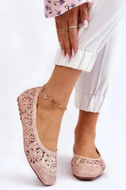 Online Boto Ażurowe Modne Baleriny Różowe Thiago