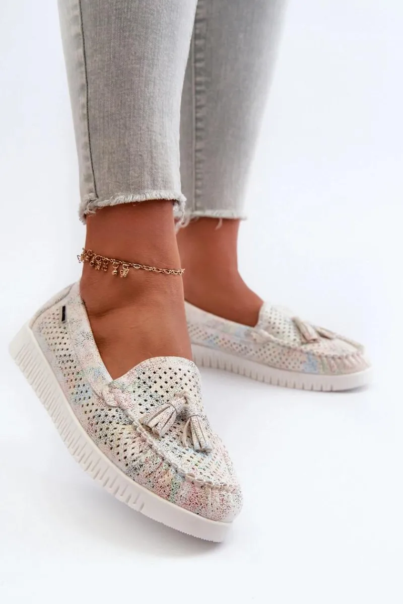 Clearance Boto Ażurowe Mokasyny Damskie Z Eko Skóry Multikolor Tinami