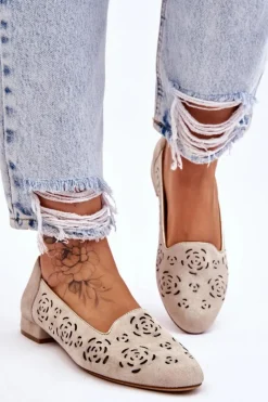 Mokasyny Damskie Zamszowe|Baleriny Klasyczne><noscript><img width=