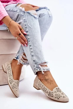 Mokasyny Damskie Zamszowe|Baleriny Klasyczne><noscript><img width=