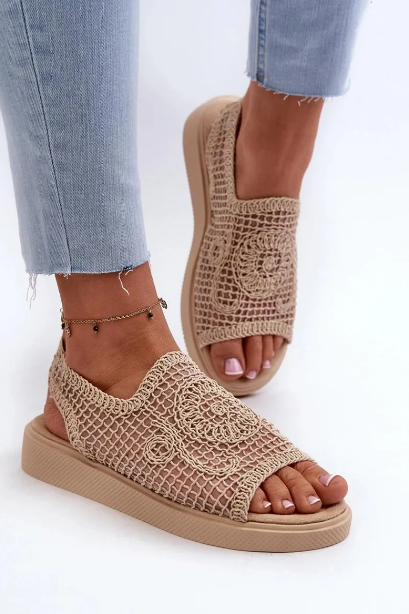 Clearance Boto Ażurowe Sandały Damskie Na Platformie Beżowe Mennita