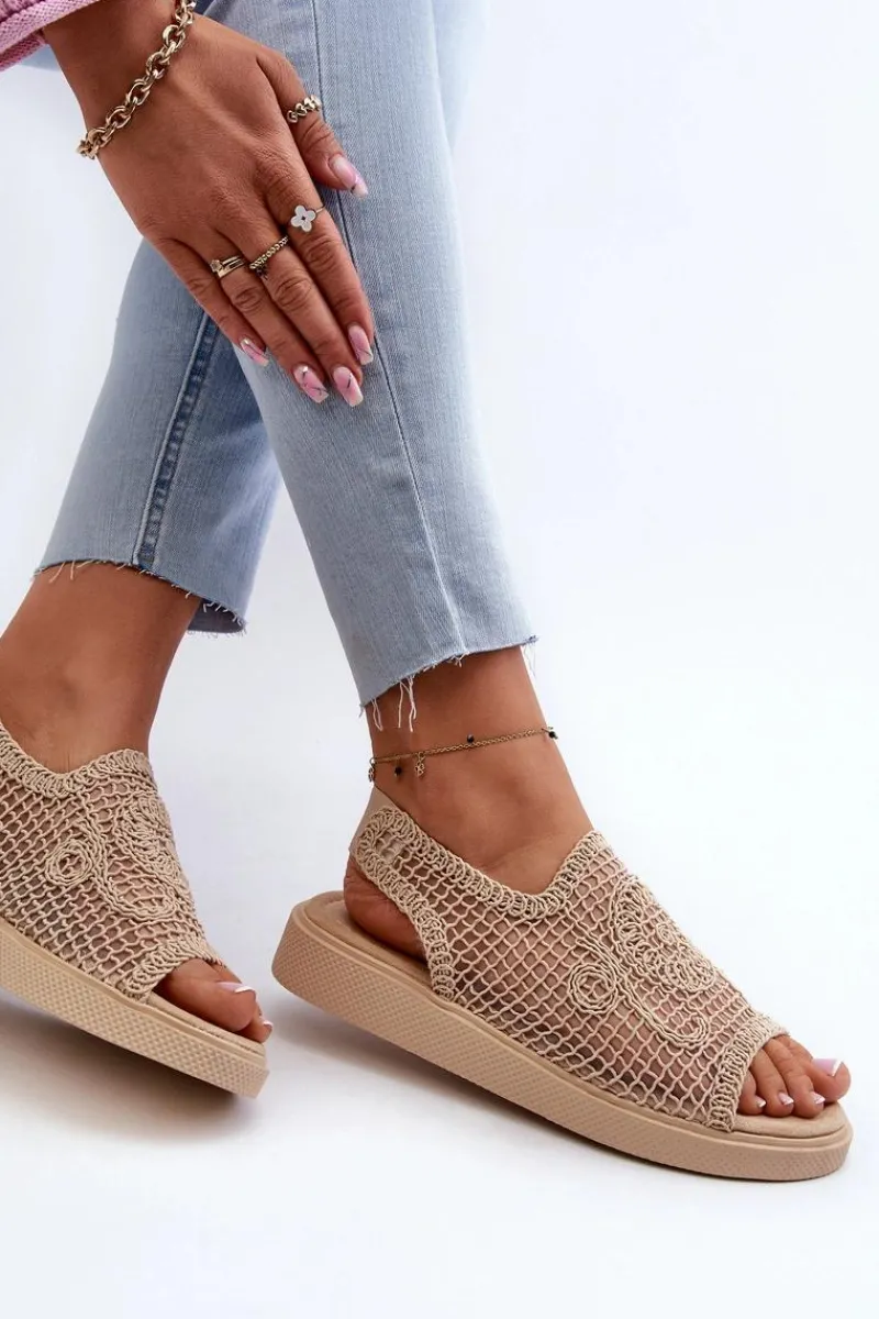 Clearance Boto Ażurowe Sandały Damskie Na Platformie Beżowe Mennita