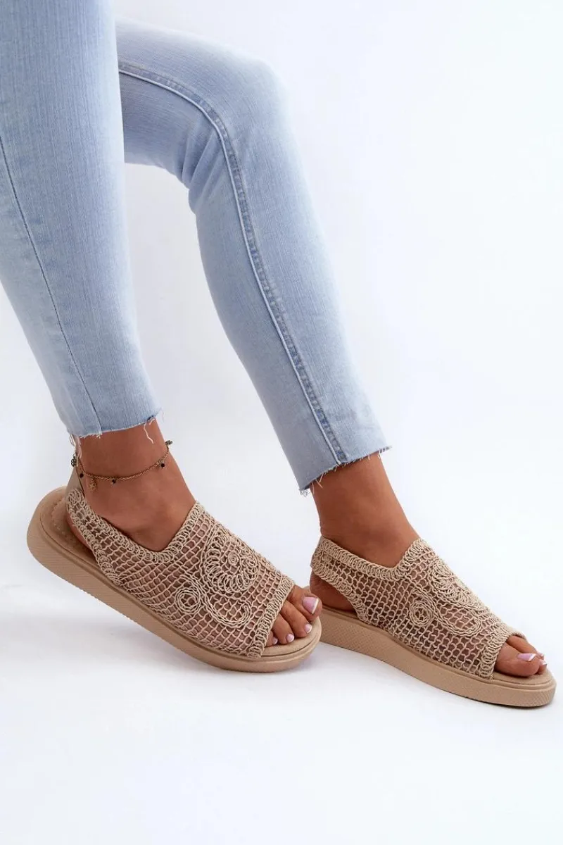 Clearance Boto Ażurowe Sandały Damskie Na Platformie Beżowe Mennita