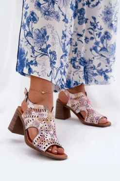 Sale Boto Ażurowe Sandały Damskie Na Słupku Multikolor Tosine Wielokolorowy