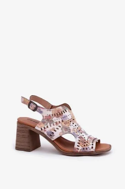 Sale Boto Ażurowe Sandały Damskie Na Słupku Multikolor Tosine Wielokolorowy