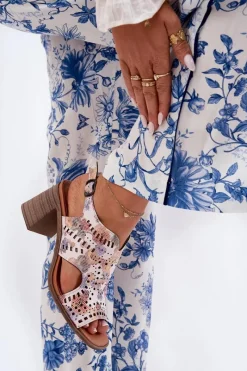 Sale Boto Ażurowe Sandały Damskie Na Słupku Multikolor Tosine Wielokolorowy