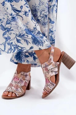 Sale Boto Ażurowe Sandały Damskie Na Słupku Multikolor Tosine Wielokolorowy