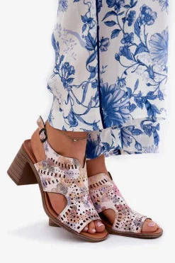 Sale Boto Ażurowe Sandały Damskie Na Słupku Multikolor Tosine Wielokolorowy