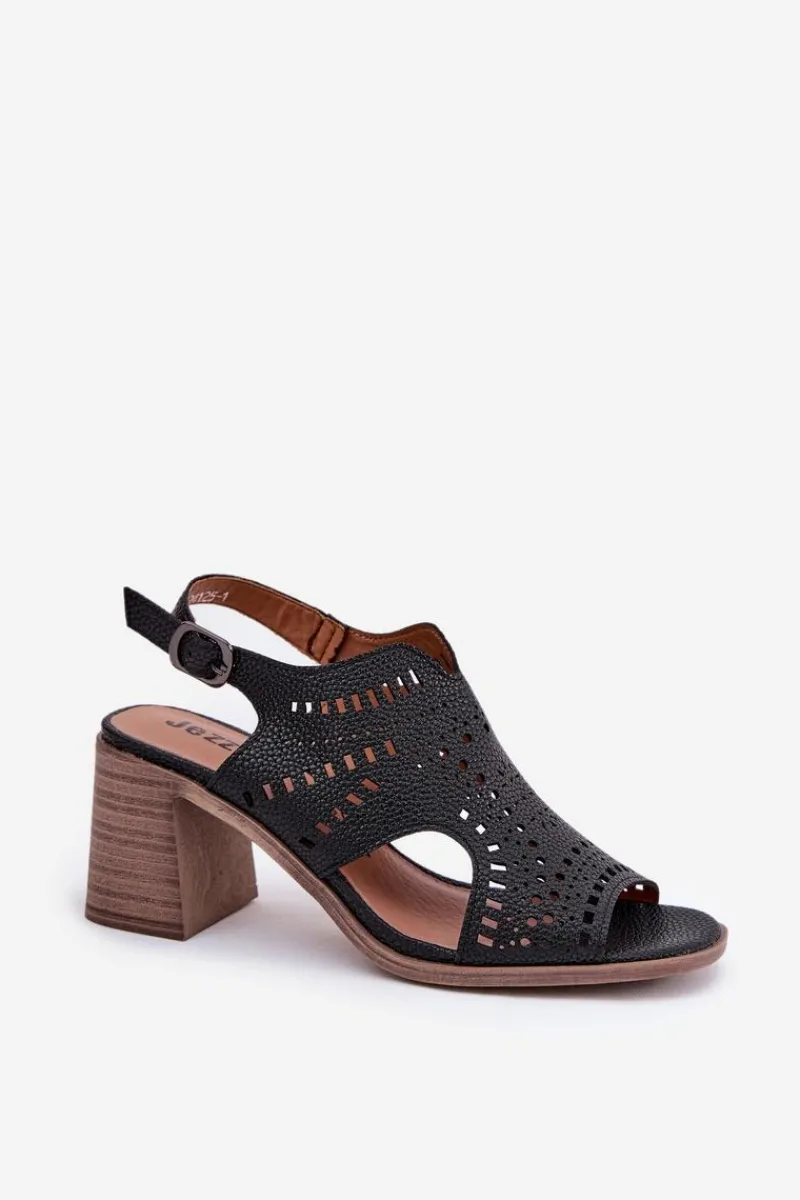 Online Ażurowe Sandały Damskie Na Słupku Czarne Tosine Damskie Sandały Ażurowe|Sandały Na Słupku
