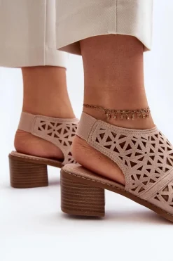 Sandały Ażurowe|Sandały Na Obcasie><noscript><img width=