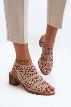 Sandały Ażurowe|Sandały Na Obcasie><noscript><img width=