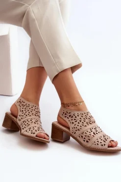 Sandały Ażurowe|Sandały Na Obcasie><noscript><img width=