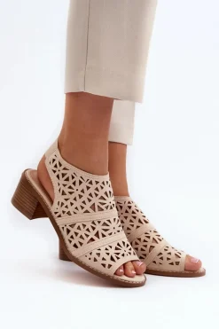Sandały Ażurowe|Sandały Na Obcasie>Boto Ażurowe Sandały Na Obcasie Beżowe Serapina