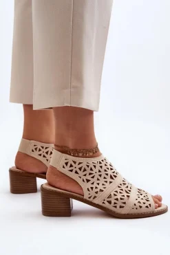 Sandały Ażurowe|Sandały Na Obcasie><noscript><img width=
